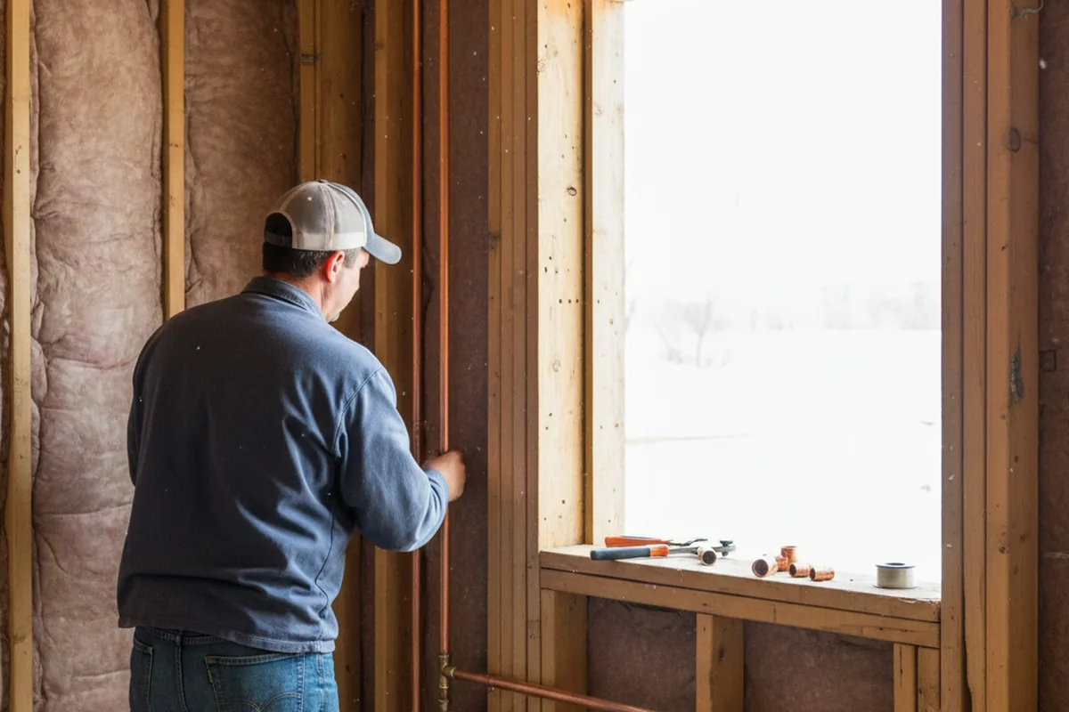 Licensed plumber running new copper supply lines in a Union home