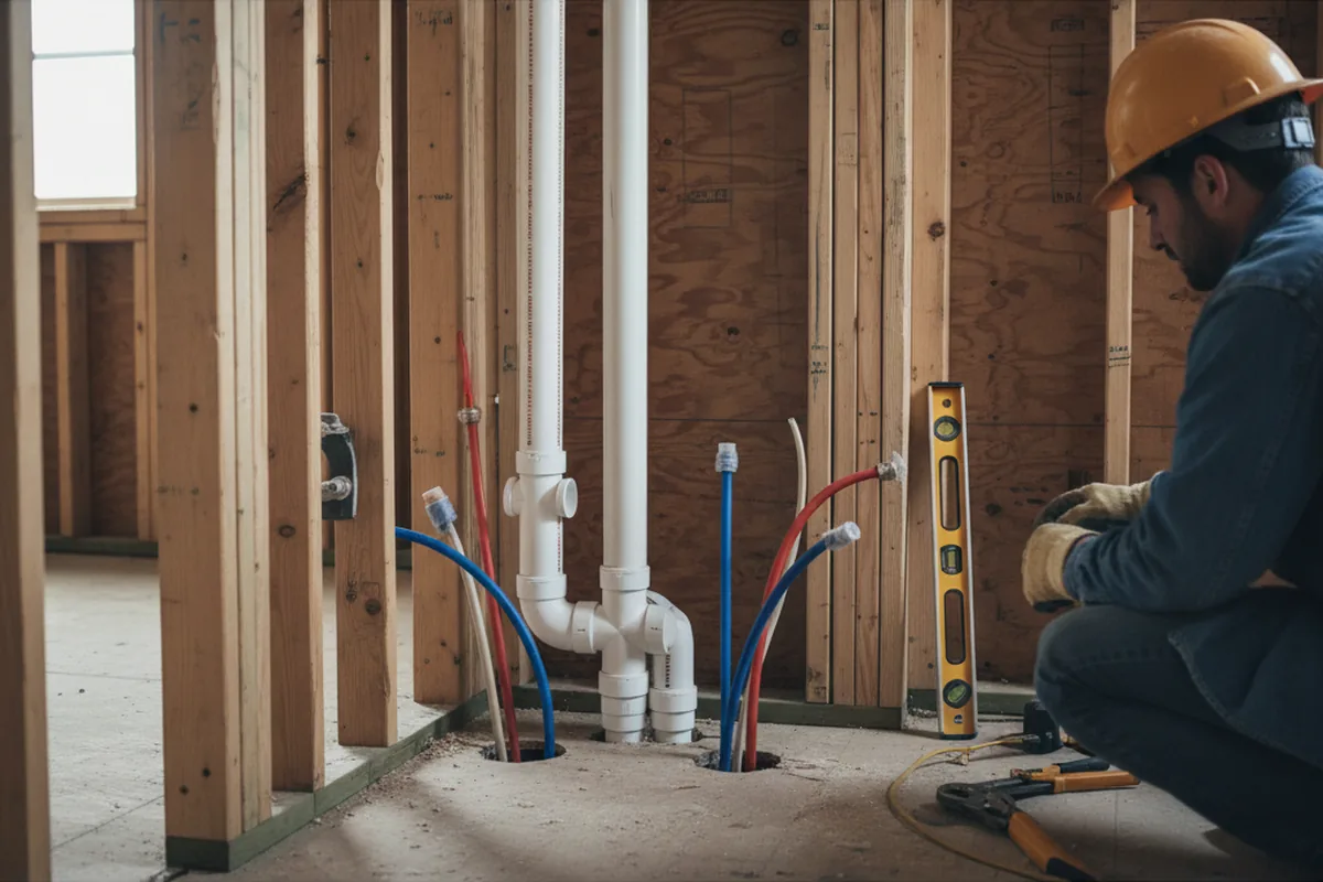 Drain and supply rough-in during Drain Cleaning in Union